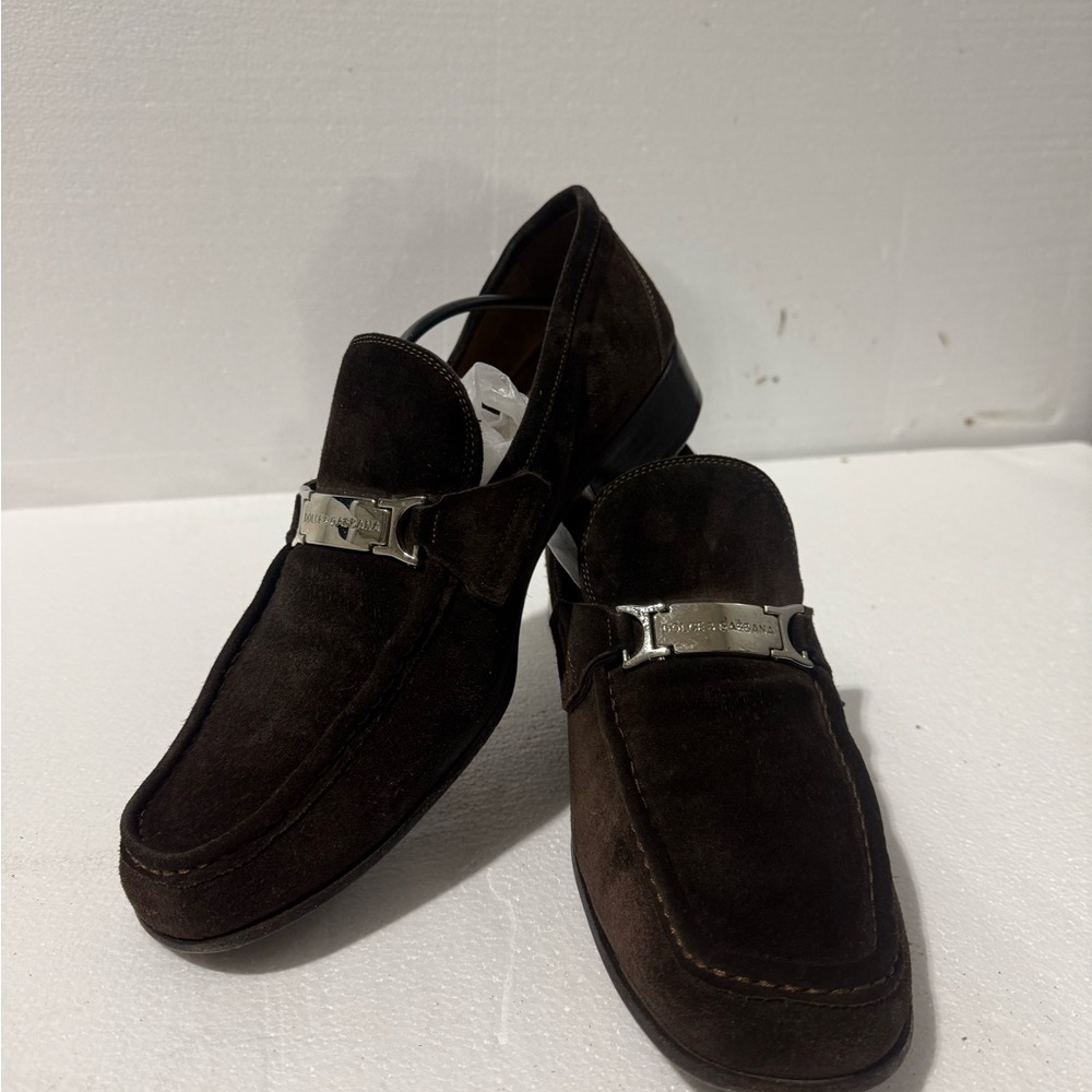 Dolce & Gabbana Dark Brown Suede Slip On Loafers US 10